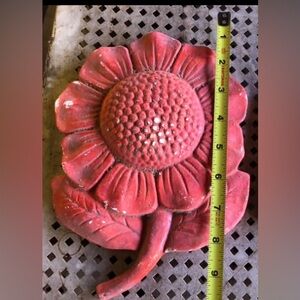 Vintage sunflower Chalkware wall hang orange, granny shabby cottage core *as is